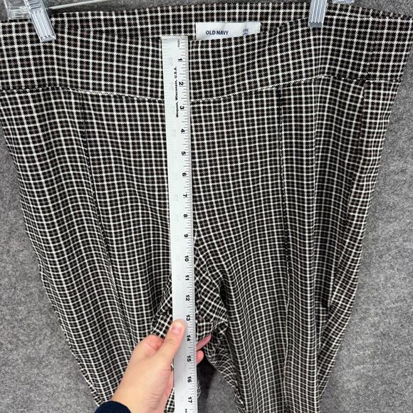 Old Navy Pants Women XL Tall Black Plaid High Rise Flat Front Skinny Chino - Picture 4 of 8